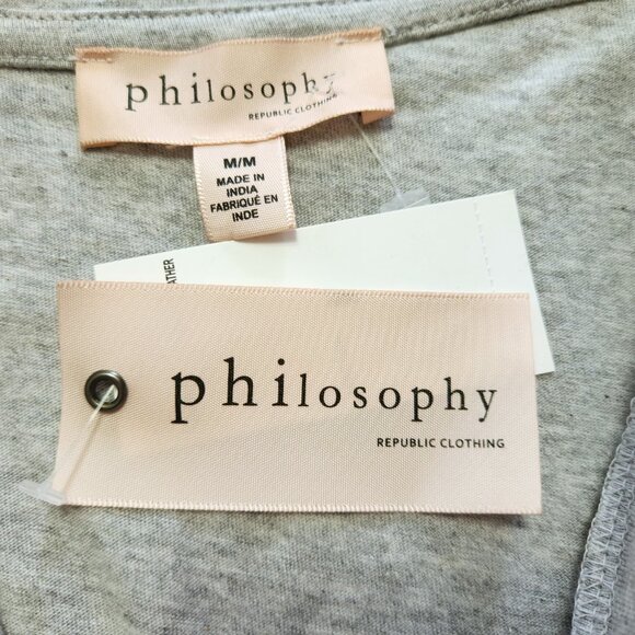 NWT Philosophy Heather Gray Scoop Neck Tee Shirt w/ Ruffled Chest Pocket… - Picture 6 of 13
